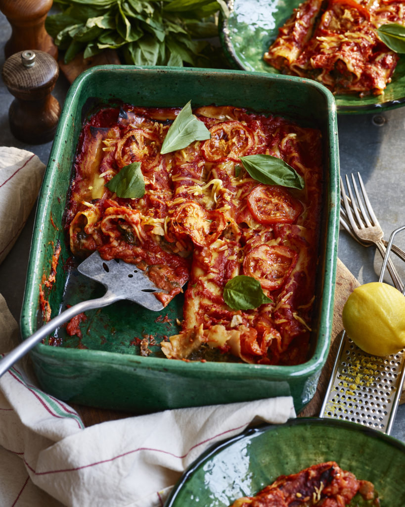 Butterbean, Basil & Lemon Stuffed Cannelloni Bake - Gaz Oakley