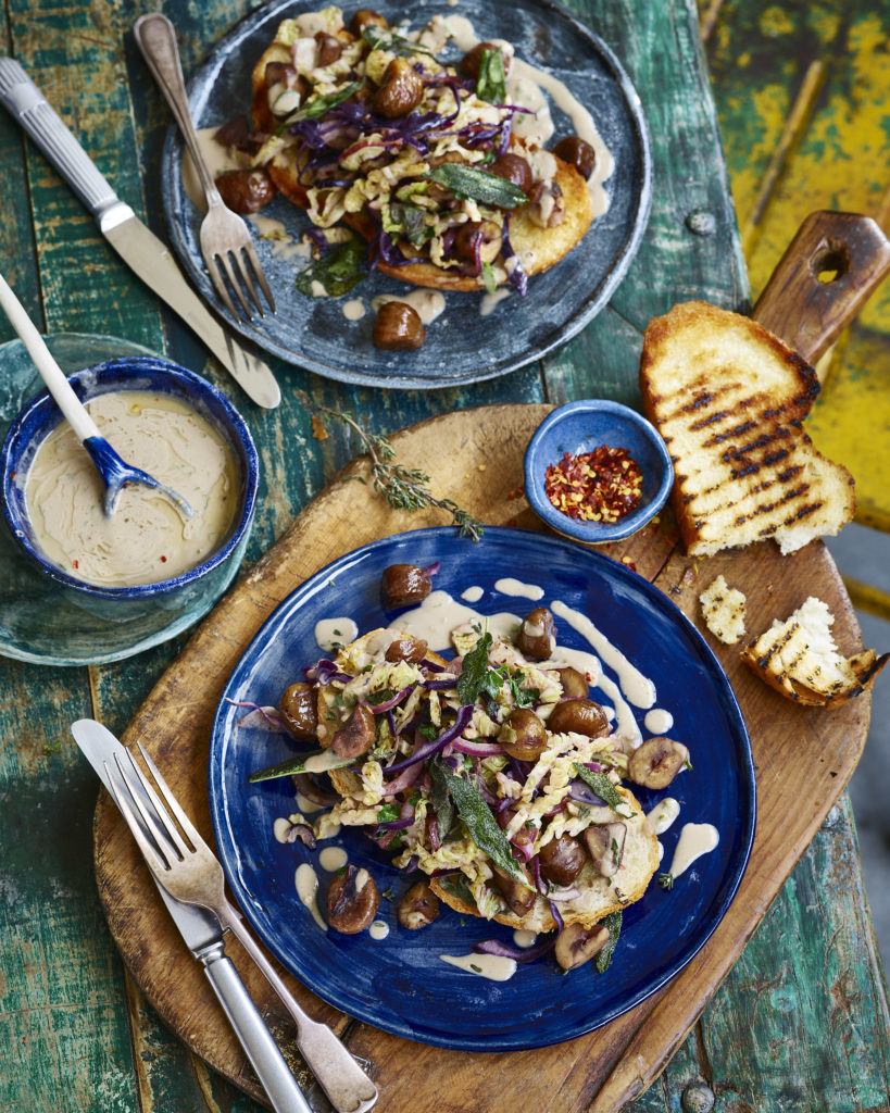 Sautéed Garlicky Chestnuts & Savoy Cabbage - Gaz Oakley