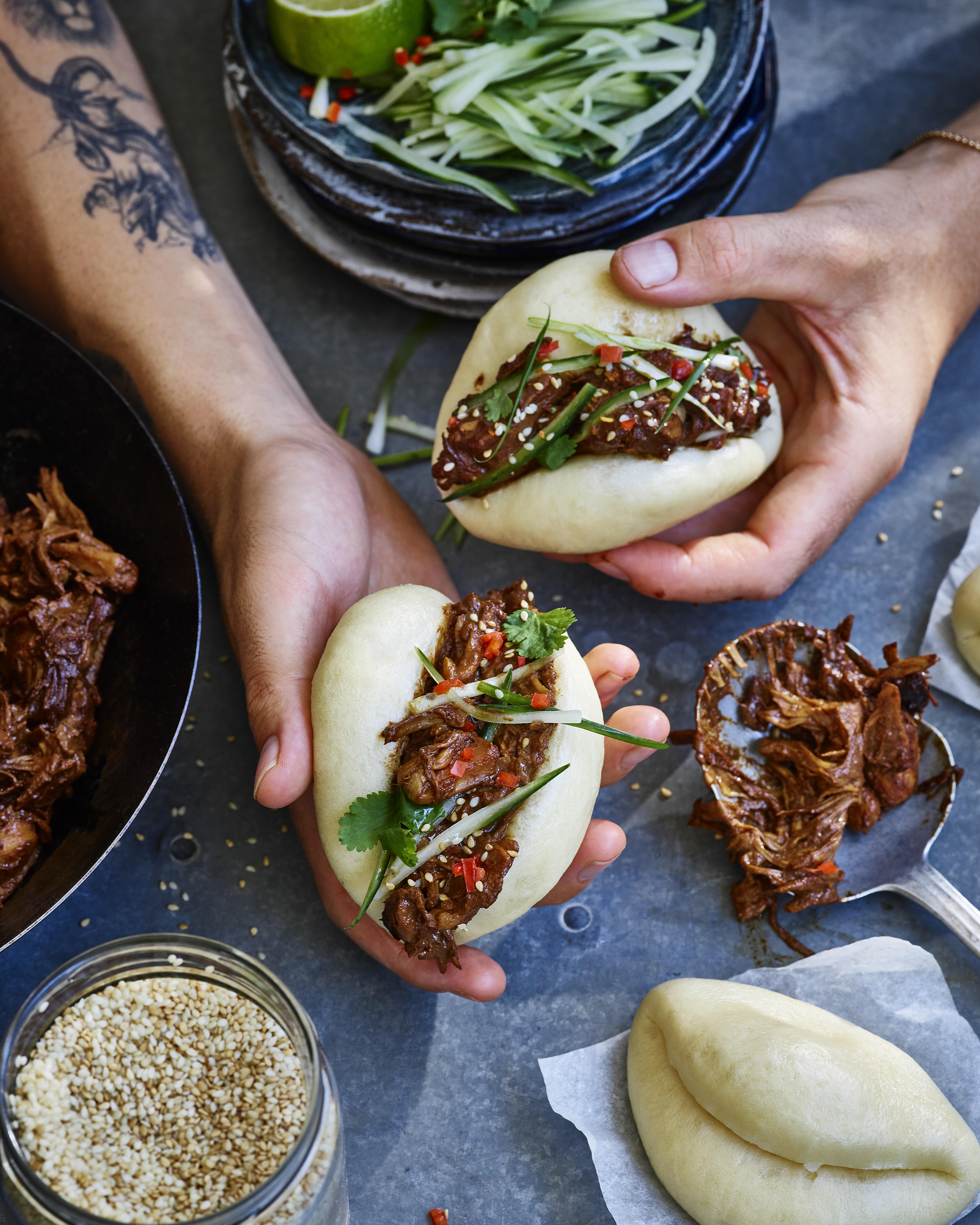 STICKY BRAISED JACKFRUIT BAO - Gaz Oakley